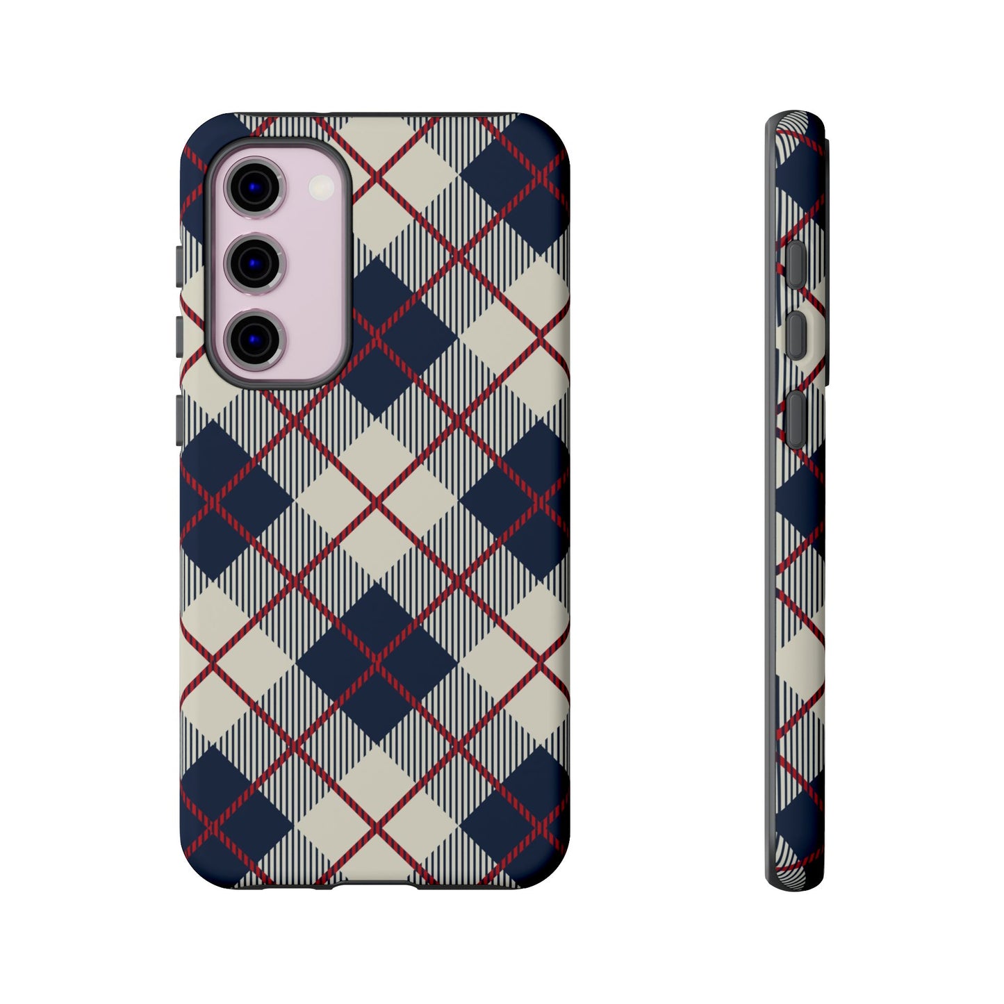 Blue Plaid iPhone 16 15 14 13 Tough Case, Checkered Check Tartan Cute 12 11 8 Plus X Xr Xs Pro Max Samsung S24 S23 S22 Galaxy Pixel Cover