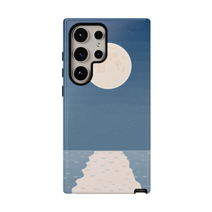 Full Moon Tough Phone Case, Blue iPhone 15 14 13 Pro Max 12 11 8 Plus X XR XS Samsung Galaxy S22 Google Pixel Cover