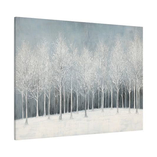 Winter Scene of Trees Canvas Gallery Wrap, Snow Frost Wall Art Print Artwork Decor Small Large Hanging Modern Vintage Landscape Poster