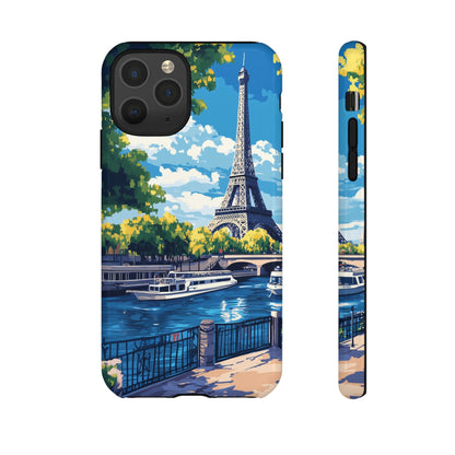 Paris Eifel Tower Tough Phone Case, Seine France iPhone 16 15 14 13 Pro Max 12 11 8 Plus X XR XS Galaxy S24 S23 S22 S21 Google Pixel Cover