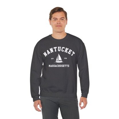 Nantucket Sweatshirt, Vintage Massachusetts MA Sailing Boating Sailboat Beach Town Graphic Crewneck Sweater Jumper Pullover Men Women