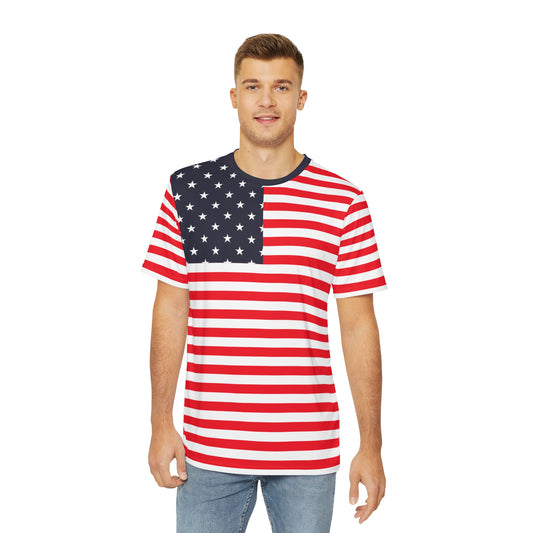 Red White Blue Men Tshirt, American Flag USA Patriotic Stripe Stars Designer Lightweight Summer Crewneck Male Tee Top Short Sleeve Shirt