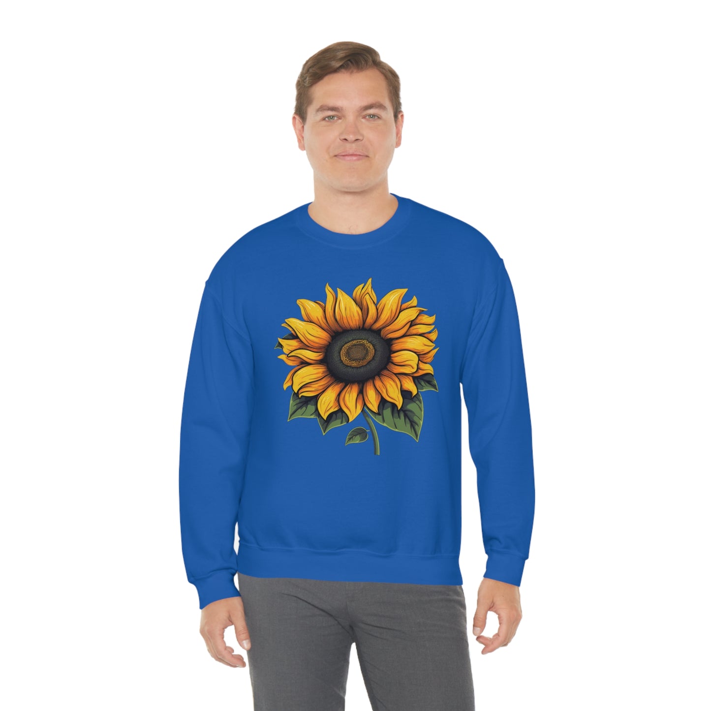 Sunflower Sweatshirt, Yellow Flowers Floral Graphic Crewneck Cotton Sweater Jumper Pullover Men Women Aesthetic Designer Top Starcove Fashion