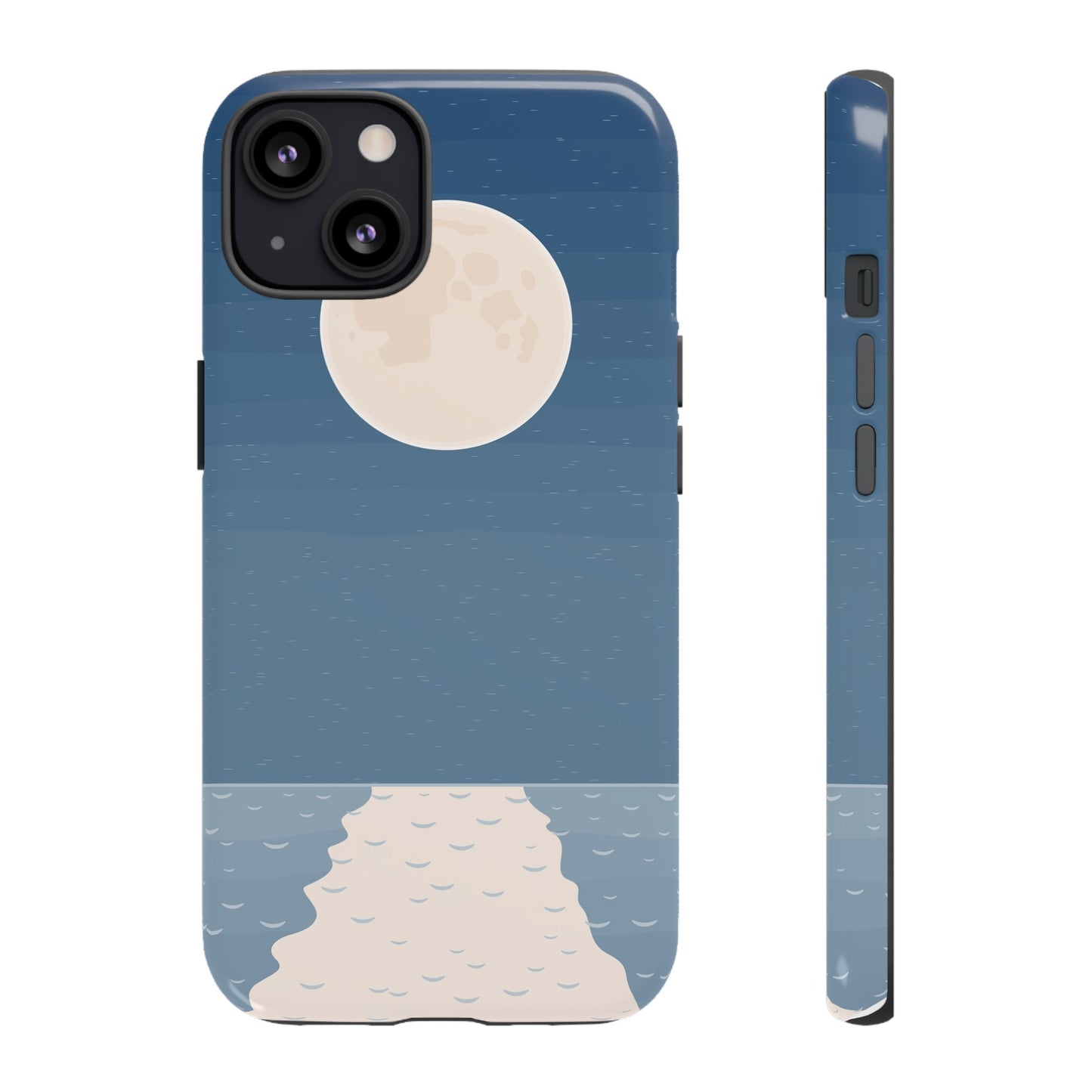 Full Moon Tough Phone Case, Blue iPhone 15 14 13 Pro Max 12 11 8 Plus X XR XS Samsung Galaxy S22 Google Pixel Cover