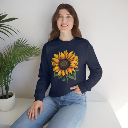 Sunflower Sweatshirt, Yellow Flowers Floral Graphic Crewneck Cotton Sweater Jumper Pullover Men Women Aesthetic Designer Top Starcove Fashion