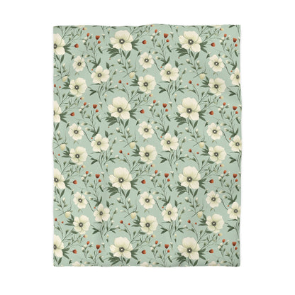 Sage Green Floral Duvet Cover, Flowers Olive Bedding Queen King Full Twin XL Size Microfiber Unique Designer Bed Quilt Bedroom Decor