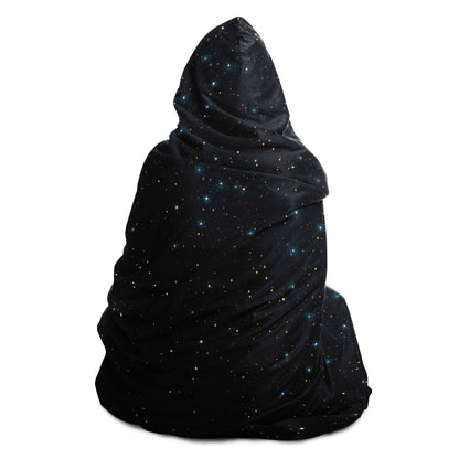 Constellation Stars Hooded Blanket, Galaxy Universe Starry Sherpa Fleece Soft Fluffy Cozy Warm Adult Men Women Kids Large Wearable Hood