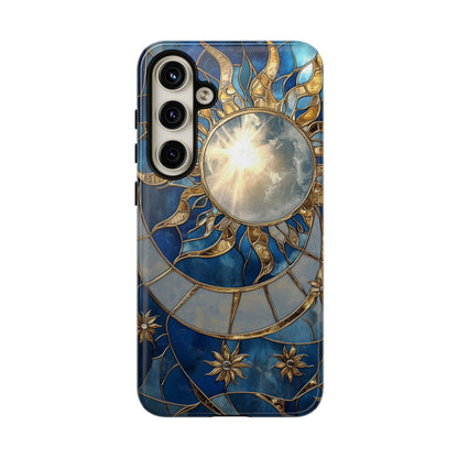 Sun Moon Tough Phone Case, Celestial Stained Glass iPhone 16 15 14 13 Pro Max 12 11 8 Plus X XR XS Galaxy S24 S23 S22 S21 Google Pixel Cover