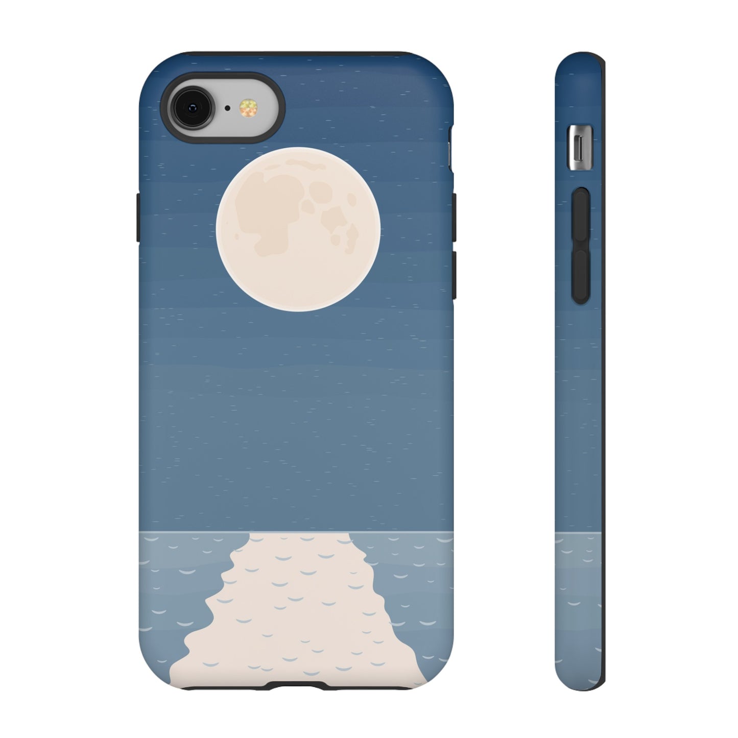 Full Moon Tough Phone Case, Blue iPhone 15 14 13 Pro Max 12 11 8 Plus X XR XS Samsung Galaxy S22 Google Pixel Cover