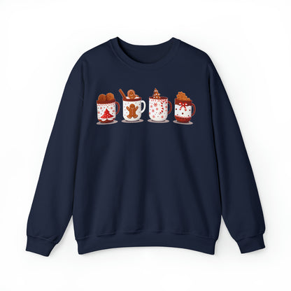 Christmas Coffee Sweatshirt, Gingerman Xmas Graphic Crewneck Fleece Cotton Sweater Jumper Pullover Men Women Adult Aesthetic