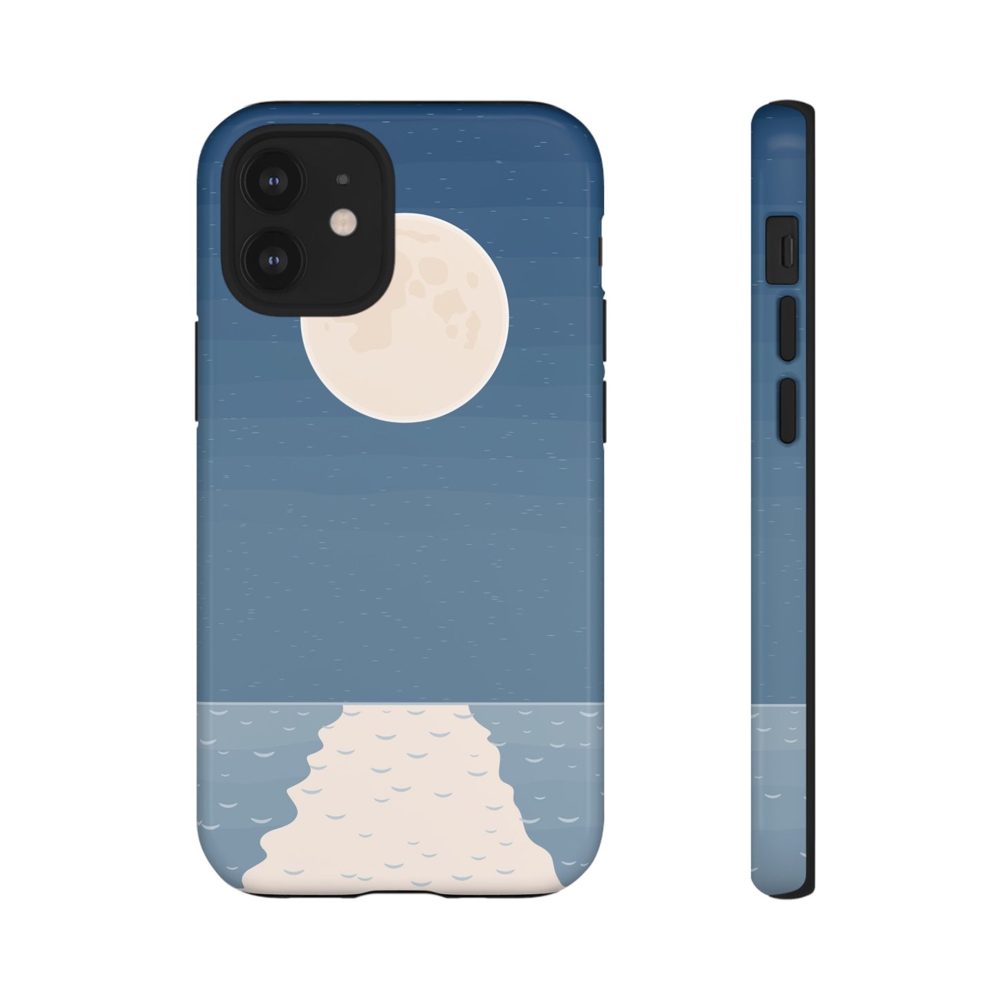 Full Moon Tough Phone Case, Blue iPhone 15 14 13 Pro Max 12 11 8 Plus X XR XS Samsung Galaxy S22 Google Pixel Cover