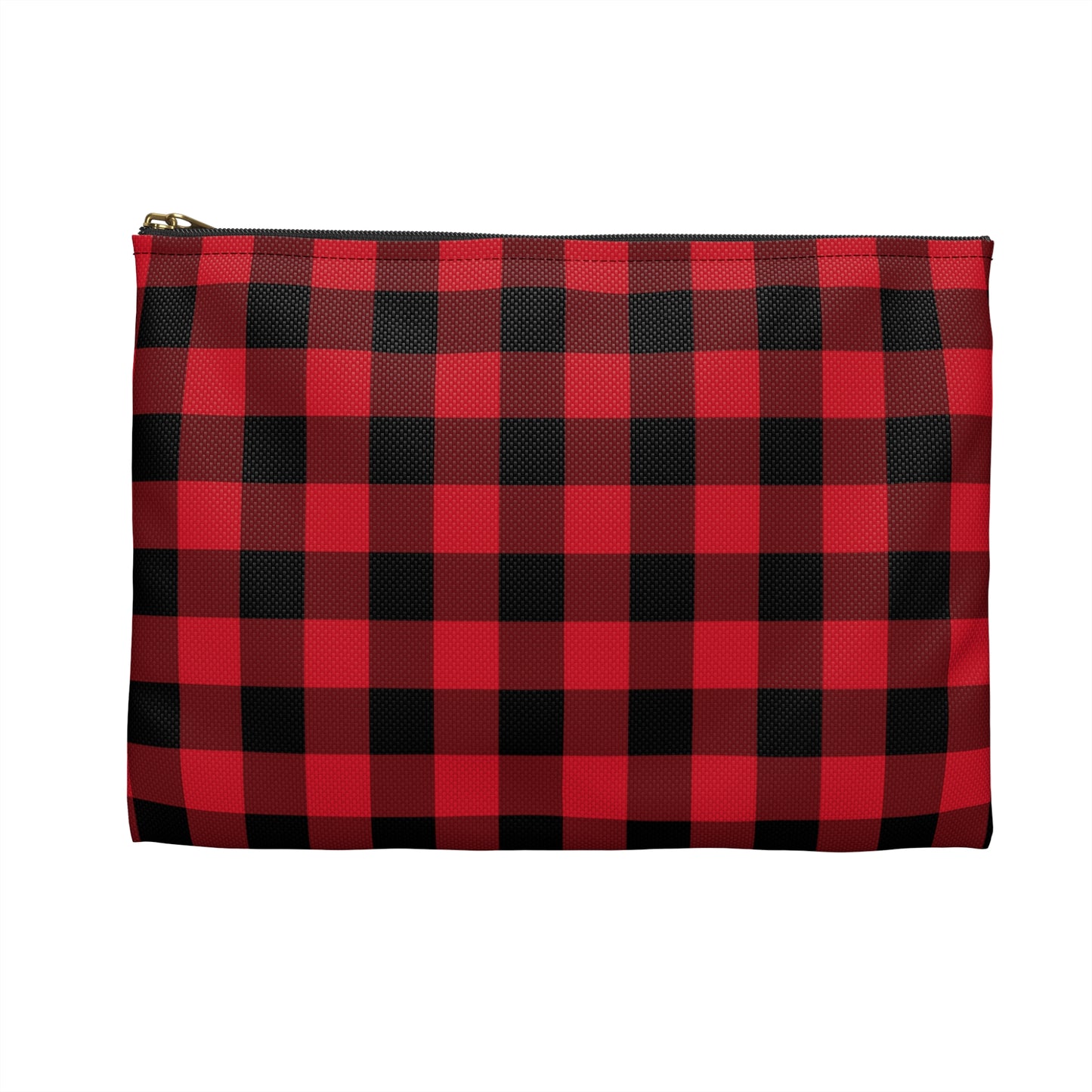 Red Black Buffalo Plaid Print Zipper Pouch, Check Cute Makeup Wash Bags Toiletries Cosmetic Organizer Gifts Women Coin Accessory Purse