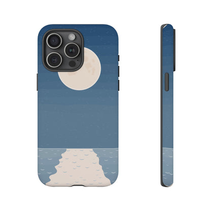 Full Moon Tough Phone Case, Blue iPhone 15 14 13 Pro Max 12 11 8 Plus X XR XS Samsung Galaxy S22 Google Pixel Cover