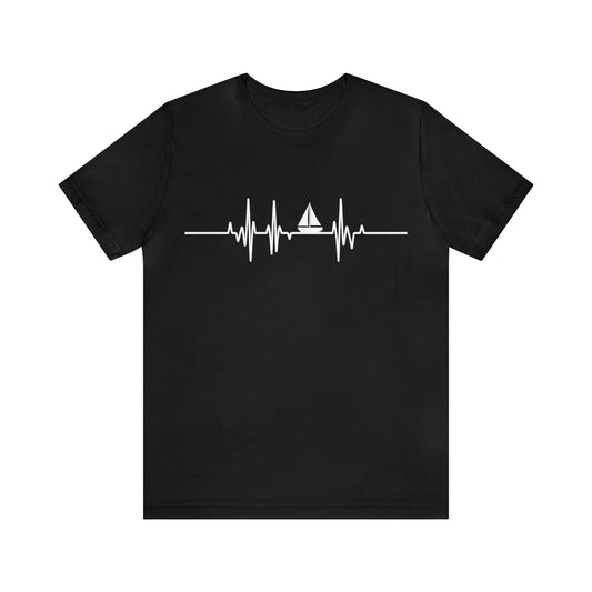 Sailing Heartbeat Tshirt, Captain Lake Beach Nautical Boating Designer Graphic Aesthetic Crewneck Men Women Tee Short Sleeve Shirt