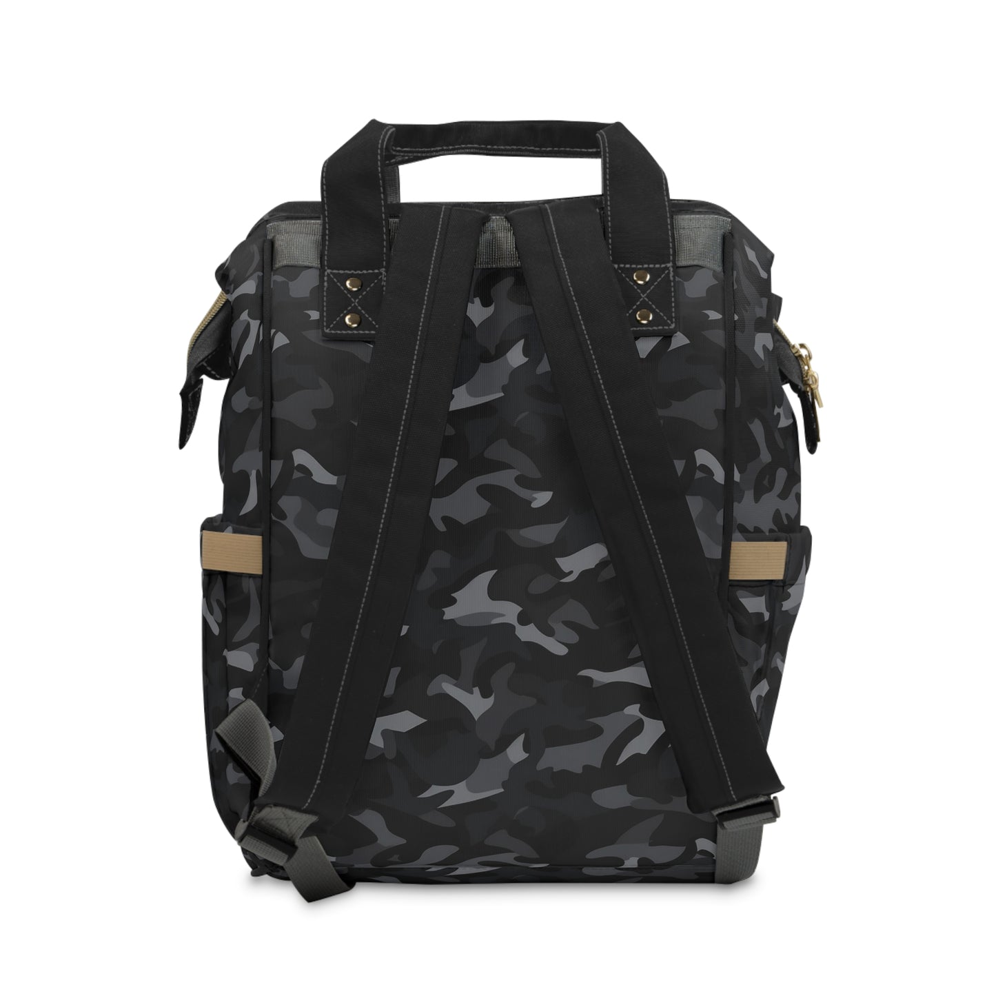 Black Camo Diaper Bag Backpack, Camouflage Baby Girl Waterproof Insulated Pockets Stylish Mom Designer Men Women Multipurpose