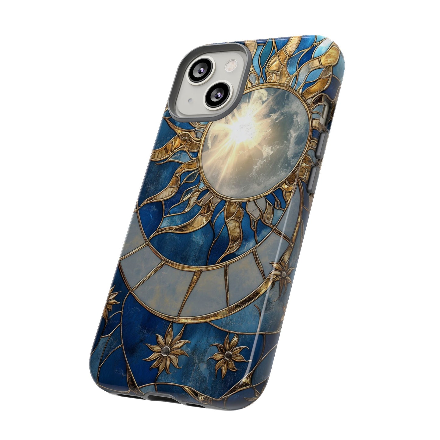 Sun Moon Tough Phone Case, Celestial Stained Glass iPhone 16 15 14 13 Pro Max 12 11 8 Plus X XR XS Galaxy S24 S23 S22 S21 Google Pixel Cover