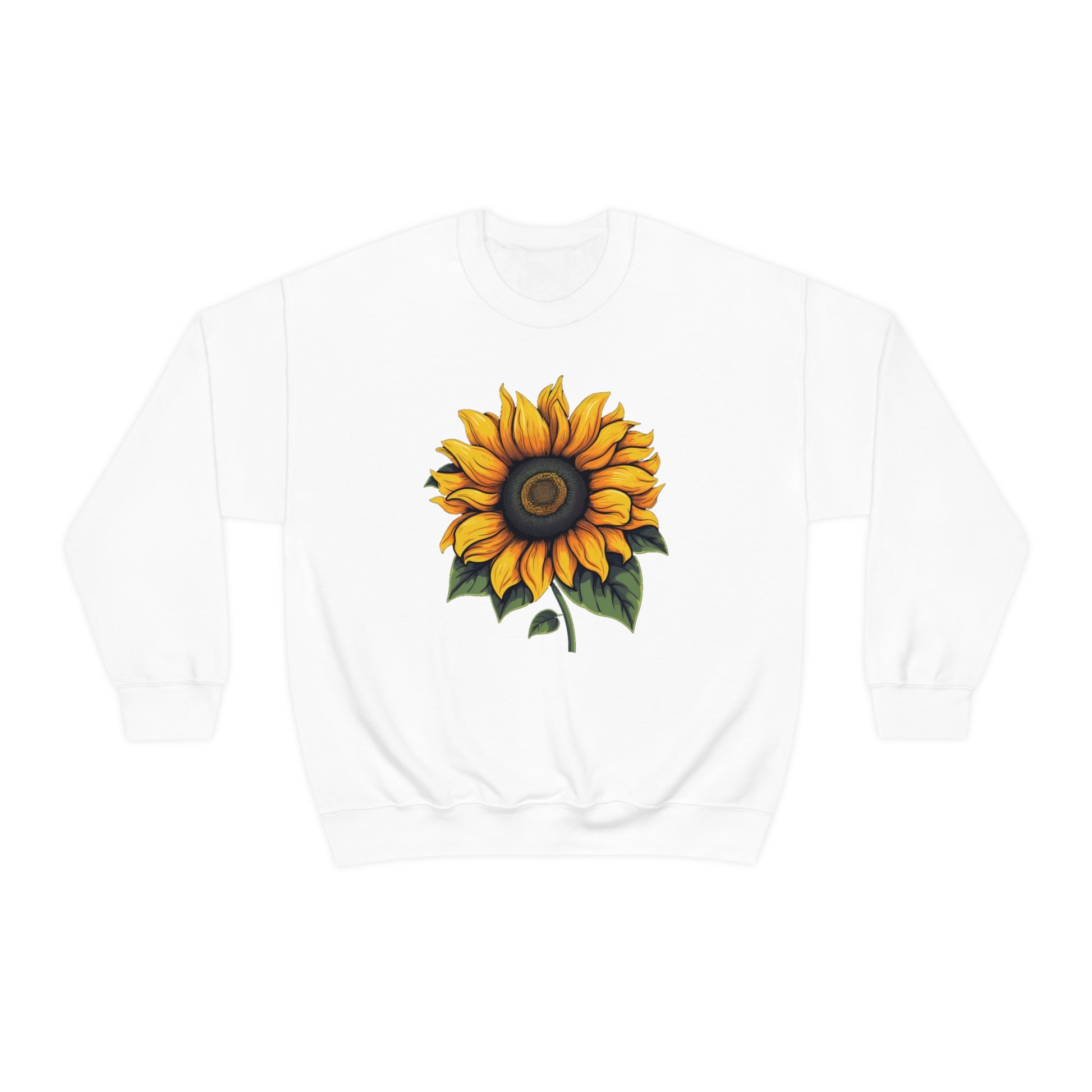 Sunflower Sweatshirt, Yellow Flowers Floral Graphic Crewneck Cotton Sweater Jumper Pullover Men Women Aesthetic Designer Top Starcove Fashion