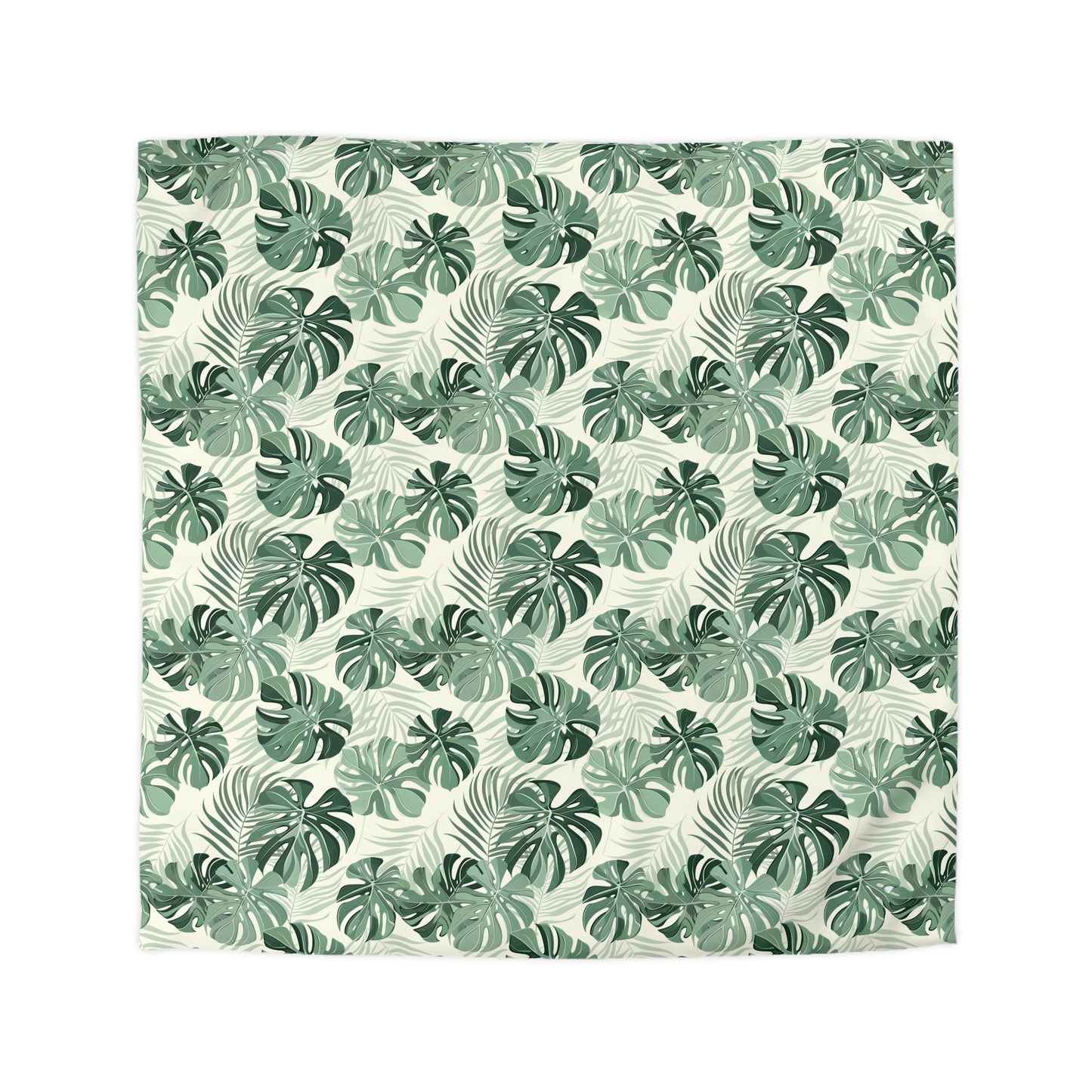 Monstera Leaf Duvet Cover, Green Tropical Bedding Queen King Full Twin XL Microfiber Unique Designer Bed Quilt Bedroom Decor