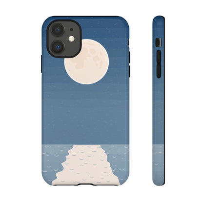 Full Moon Tough Phone Case, Blue iPhone 15 14 13 Pro Max 12 11 8 Plus X XR XS Samsung Galaxy S22 Google Pixel Cover