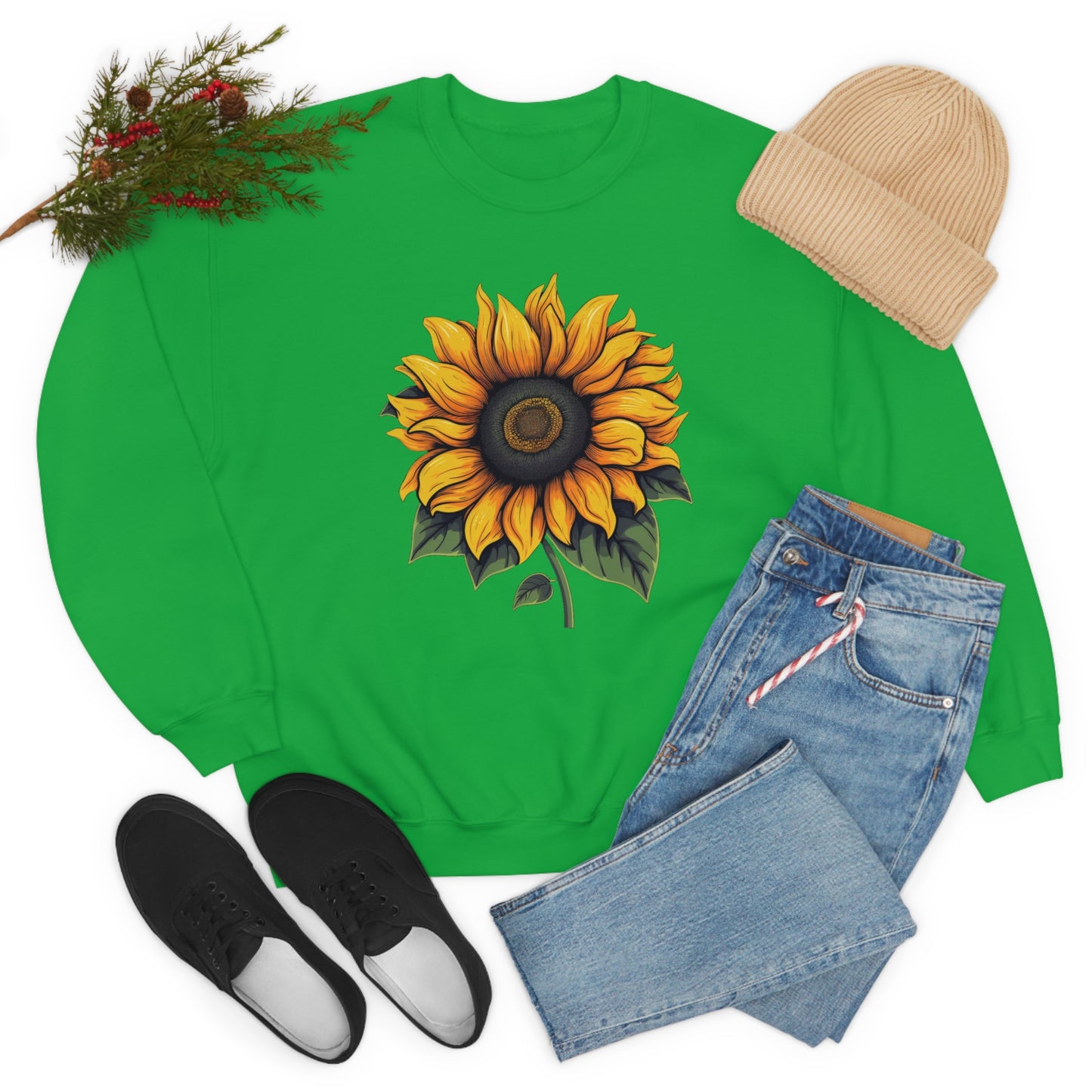 Sunflower Sweatshirt, Yellow Flowers Floral Graphic Crewneck Cotton Sweater Jumper Pullover Men Women Aesthetic Designer Top Starcove Fashion