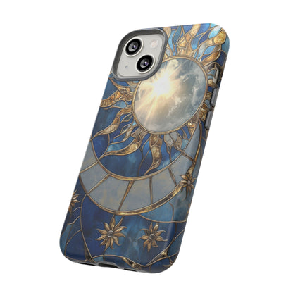 Sun Moon Tough Phone Case, Celestial Stained Glass iPhone 16 15 14 13 Pro Max 12 11 8 Plus X XR XS Galaxy S24 S23 S22 S21 Google Pixel Cover