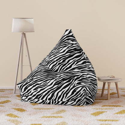 Zebra Black White Bean Bag Chair Cover, Animal Print Washable Furniture Small Large Adult Kids Sofa Apartment Dorm Decor Unfilled Sack