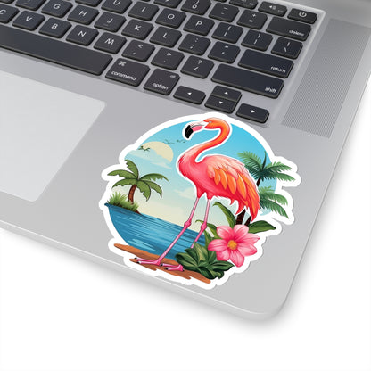 Pink Flamingo Sticker Decal, Tropical Palm Tree Art Vinyl Laptop Cute Waterbottle Tumbler Car Waterproof Bumper Clear Aesthetic Wall Starcove Fashion