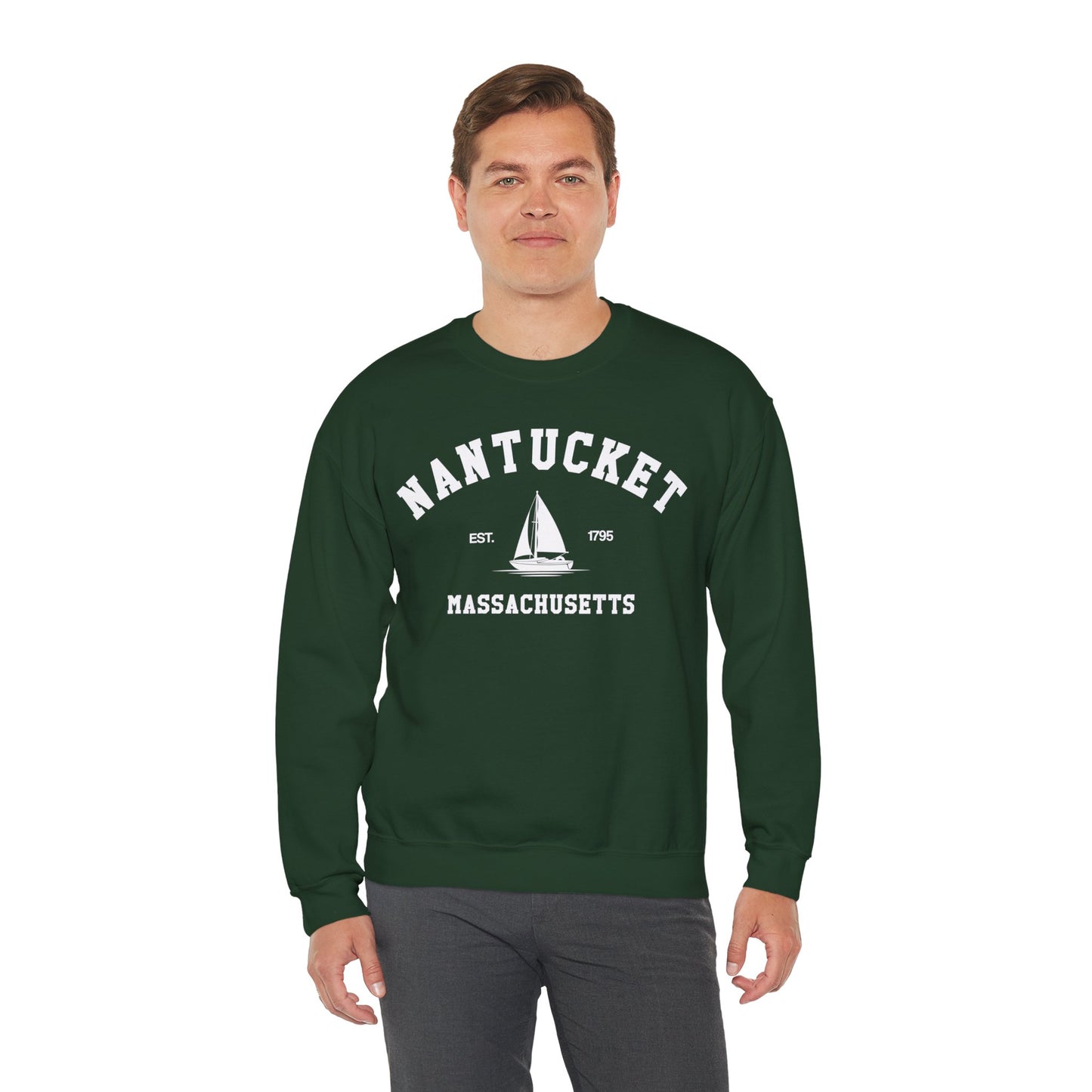 Nantucket Sweatshirt, Vintage Massachusetts MA Sailing Boating Sailboat Beach Town Graphic Crewneck Sweater Jumper Pullover Men Women