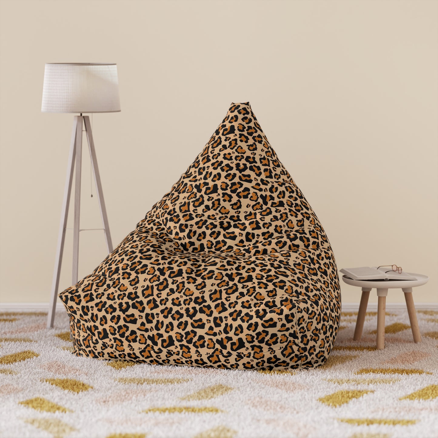 Leopard Print Bean Bag Chair Cover, Animal Cheetah Pattern Washable Furniture Small Large Adult Kids Sofa Dorm Unfilled Sack