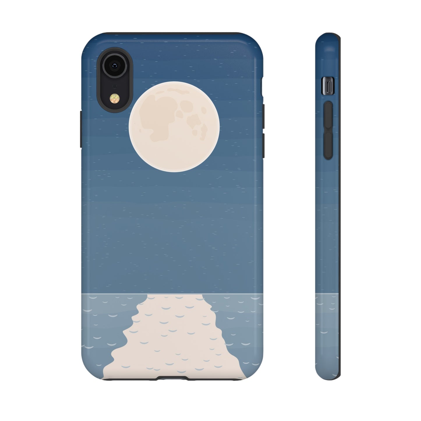 Full Moon Tough Phone Case, Blue iPhone 15 14 13 Pro Max 12 11 8 Plus X XR XS Samsung Galaxy S22 Google Pixel Cover