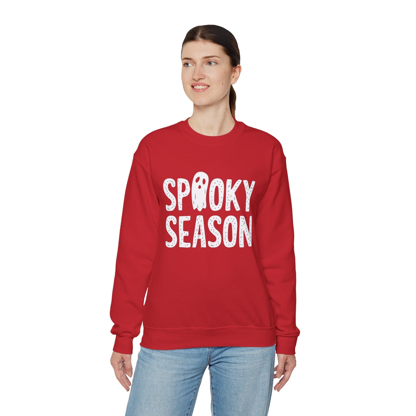 Spooky Season Sweatshirt, Ghost Halloween Graphic Crewneck Fleece Cotton Sweater Jumper Pullover Men Women Aesthetic Designer Top