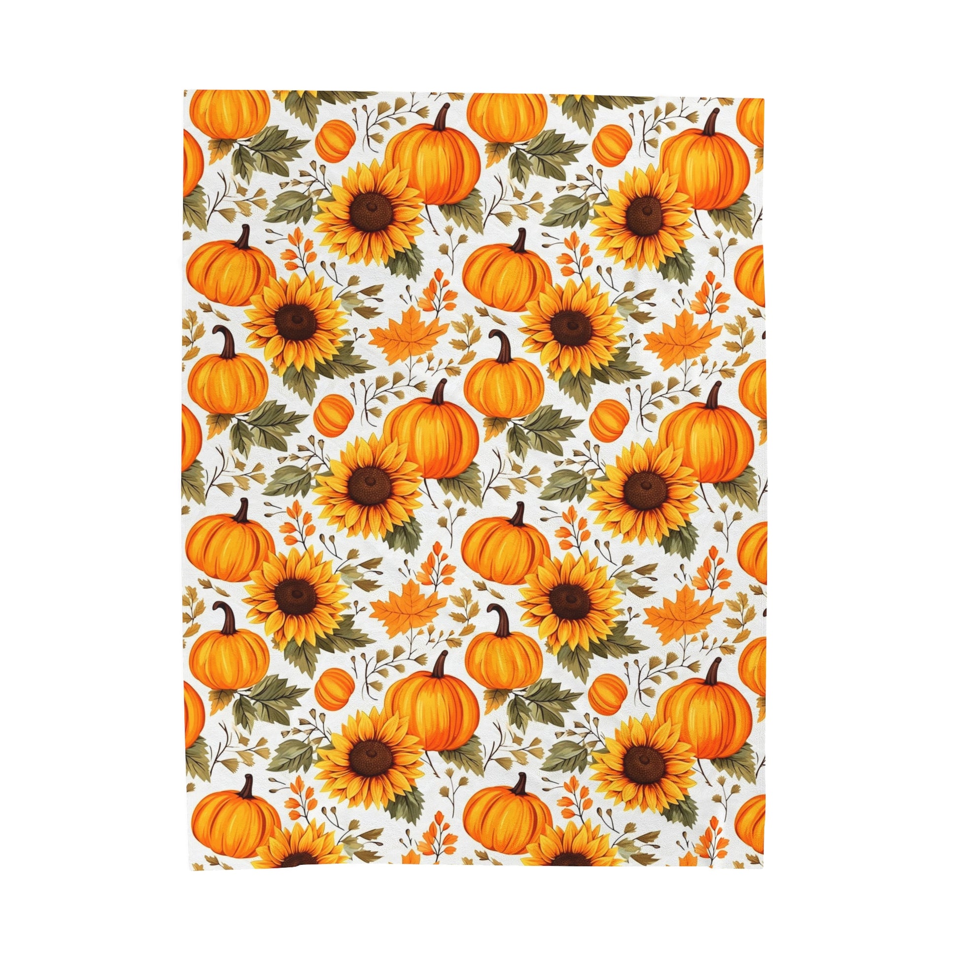 Pumpkins Sunflower Fleece Throw Blanket, Fall Thanksgiving Velveteen Soft Plush Fluffy Cozy Warm Adult Kids Small Large Sofa Bed Starcove Fashion