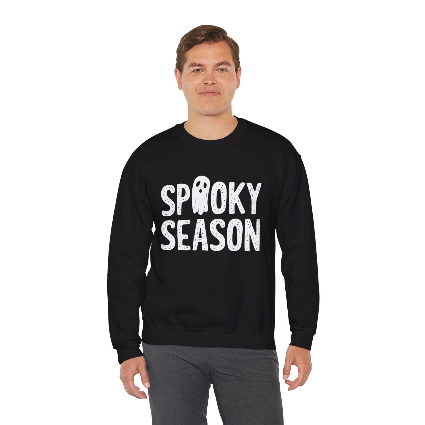 Spooky Season Sweatshirt, Ghost Halloween Graphic Crewneck Fleece Cotton Sweater Jumper Pullover Men Women Aesthetic Designer Top