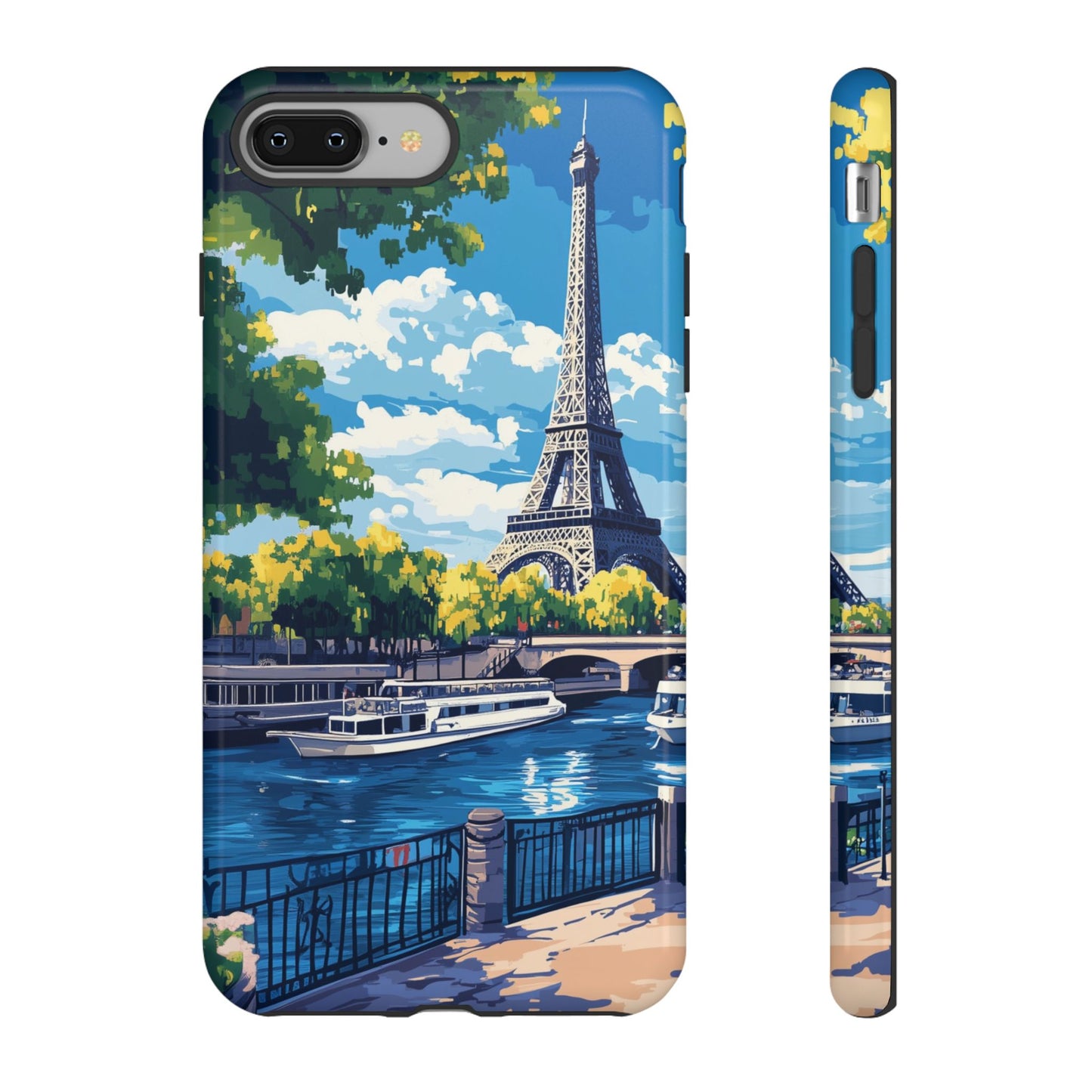 Paris Eifel Tower Tough Phone Case, Seine France iPhone 16 15 14 13 Pro Max 12 11 8 Plus X XR XS Galaxy S24 S23 S22 S21 Google Pixel Cover