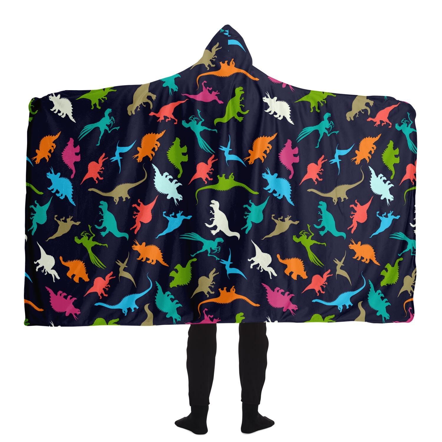 Dinosaurs Hooded Blanket, Dino Sherpa Fleece Soft Fluffy Cozy Warm Adult Men Women Kids Large Giant Wearable with Hood Gift Starcove Fashion