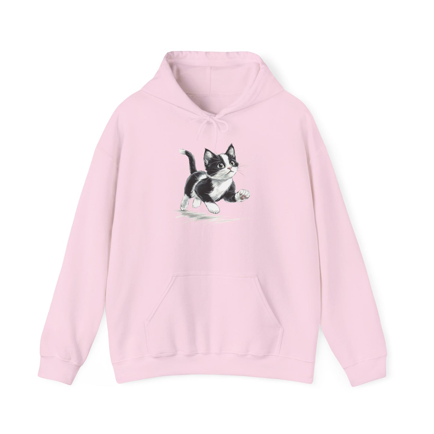 Cute Cat Hoodie, Animal Tuxedo Black White Kitten Pullover Men Women Adult Aesthetic Graphic Cotton Hooded Sweatshirt Designer Plus Size