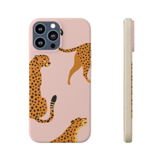 Cheetah Pink iPhone 15 14 13 Pro Case, leopard 12  11 Vegan Biodegradable Samsung Galaxy S20 S22 S21 Ultra Eco Friendly Compostable Cell Phone