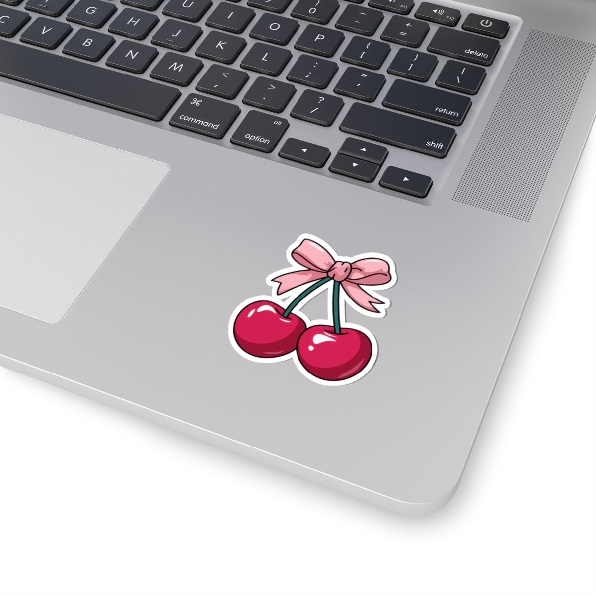 Red Cherry Coquette Sticker, Pink Bow Watercolor Decal Art Vinyl Laptop Cute Waterbottle Car Waterproof Bumper Clear Small Large Die Cut