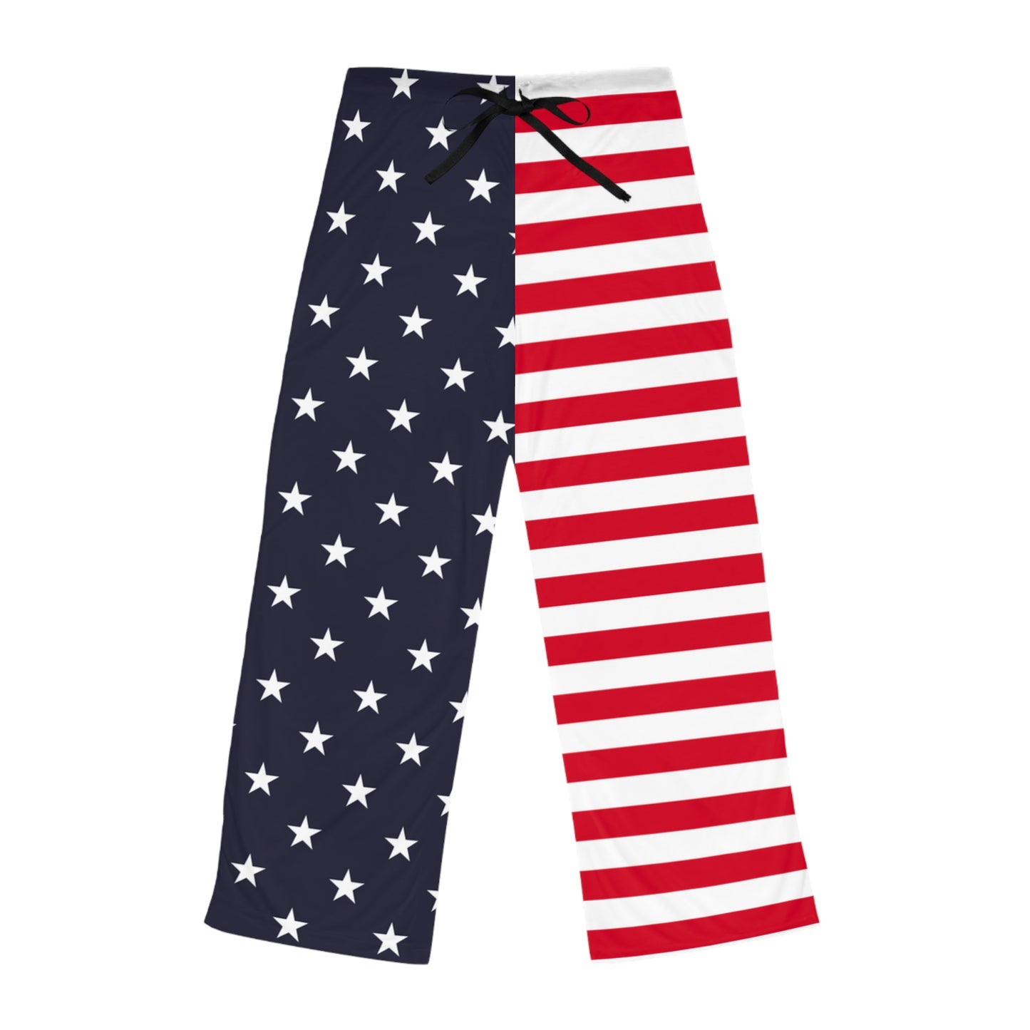 American Flag Women Pajamas Pants, USA Stripes Stars Red White Blue Satin PJ Pockets Trousers Sleep Loungewear Ladies Female Bottoms