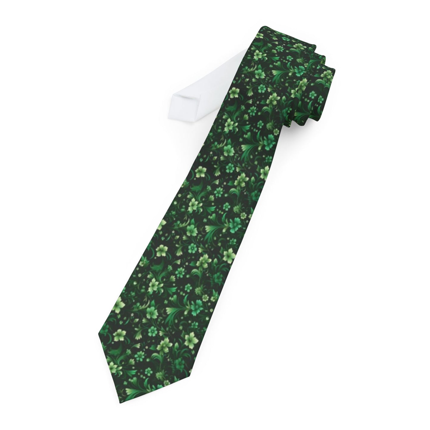 Emerald Green Necktie, Dark Floral Flowers Neck Tie Fancy Classic Chic Gift for Him Men Tuxedo Groomsmen Groom Wedding Suit Cravat