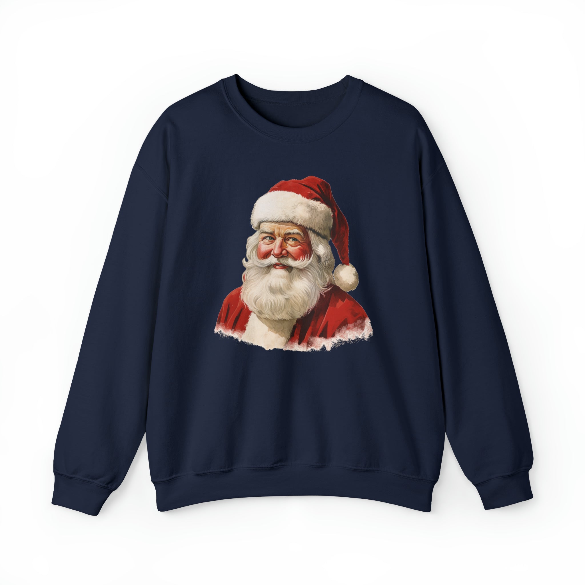 Vintage Santa Claus Sweatshirt Retro Graphic Christmas Xmas Crewneck Fleece Cotton Sweater Jumper Pullover Men Women Aesthetic Top