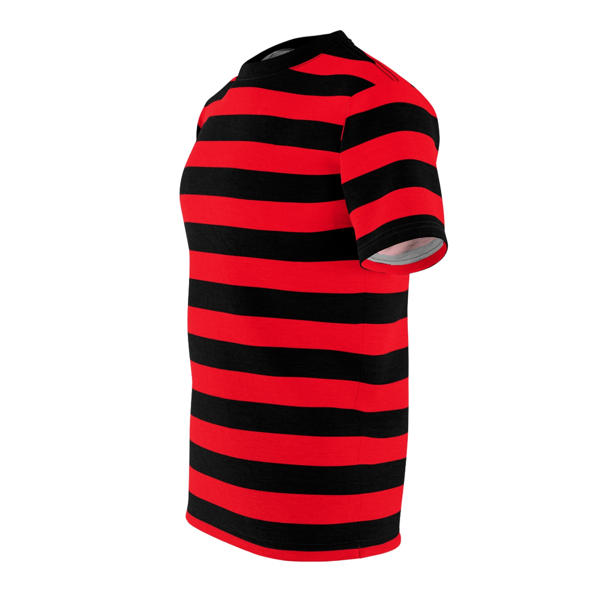 Red and Black Striped Men Tshirt, Horizontal Bold Stripes Designer Lightweight Heavyweight Aesthetic Fashion Crewneck Tee Top Shirt Starcove Fashion