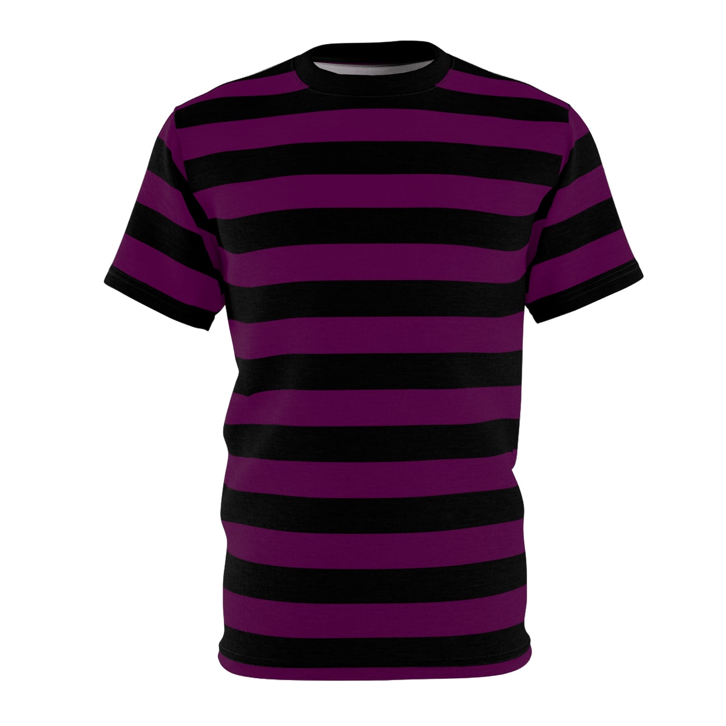 Purple and Black Striped Tshirt, Designer Gothic Wide Stripe Lightweight Heavyweight Crewneck Men Women Tee Top Short Sleeve Shirt