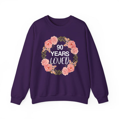 90th Birthday Sweatshirt, 90 Years Loved Women Mother Grandma Grandmother Old Mom Birthday Gifts Crewneck Sweater Jumper