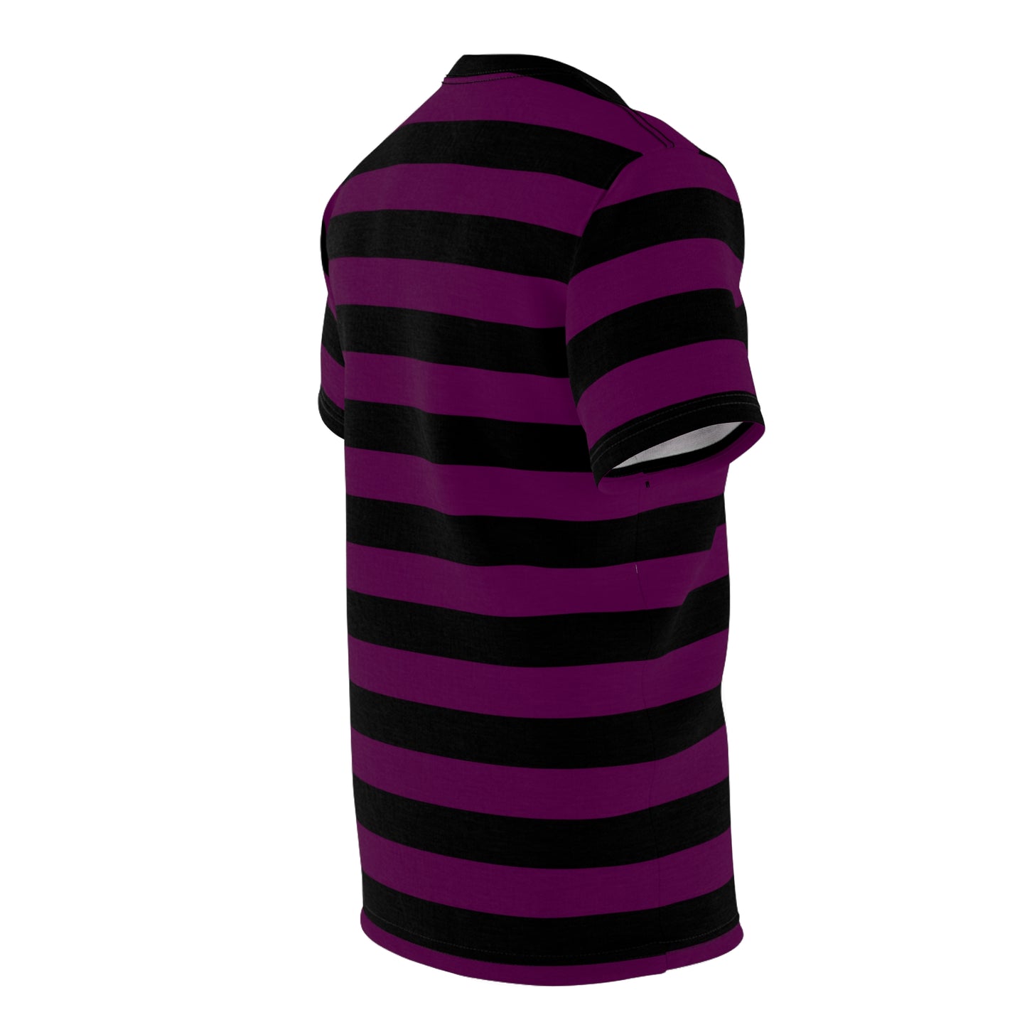 Purple and Black Striped Tshirt, Designer Gothic Wide Stripe Lightweight Heavyweight Crewneck Men Women Tee Top Short Sleeve Shirt