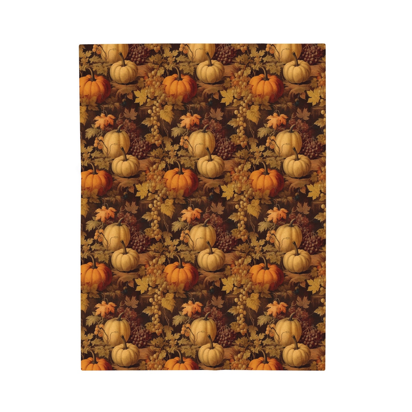 Pumpkins Fall Fleece Throw Blanket, Autumn Grapes Thanksgiving Velveteen Soft Plush Fluffy Cozy Warm Adult Kids Small Large Sofa Bed Décor Starcove Fashion