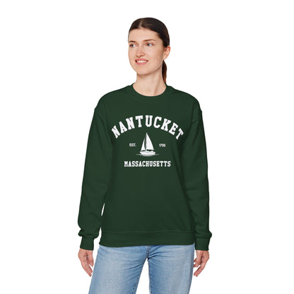 Nantucket Sweatshirt, Vintage Massachusetts MA Sailing Boating Sailboat Beach Town Graphic Crewneck Sweater Jumper Pullover Men Women