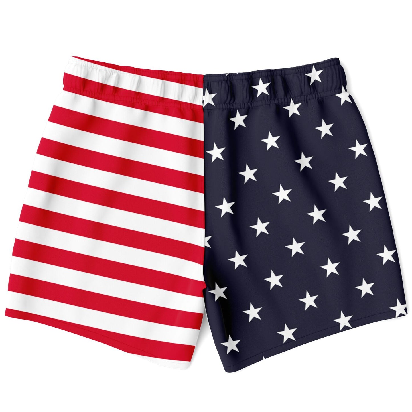 American Flag Men Swim Trunks, USA Patriotic Stars Stripes Red White Blue 4th of July Bathing Shorts Beach Surf Swimwear Male Pockets Lining