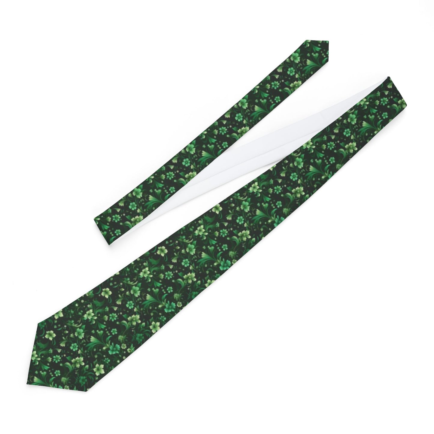 Emerald Green Necktie, Dark Floral Flowers Neck Tie Fancy Classic Chic Gift for Him Men Tuxedo Groomsmen Groom Wedding Suit Cravat