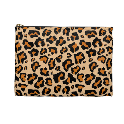 Leopard Makeup Bag, Animal Print Cheetah Pencil Case Pouch Holder Cute Pen Coin Travel Cosmetic Bag Accessory Canvas Zipper Women Organizer